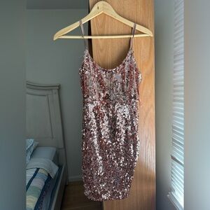 Pink Sequin Mini Dress